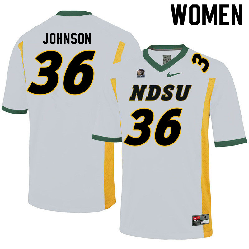 Women #36 Owen Johnson North Dakota State Bison College Football Jerseys Sale-White - Click Image to Close